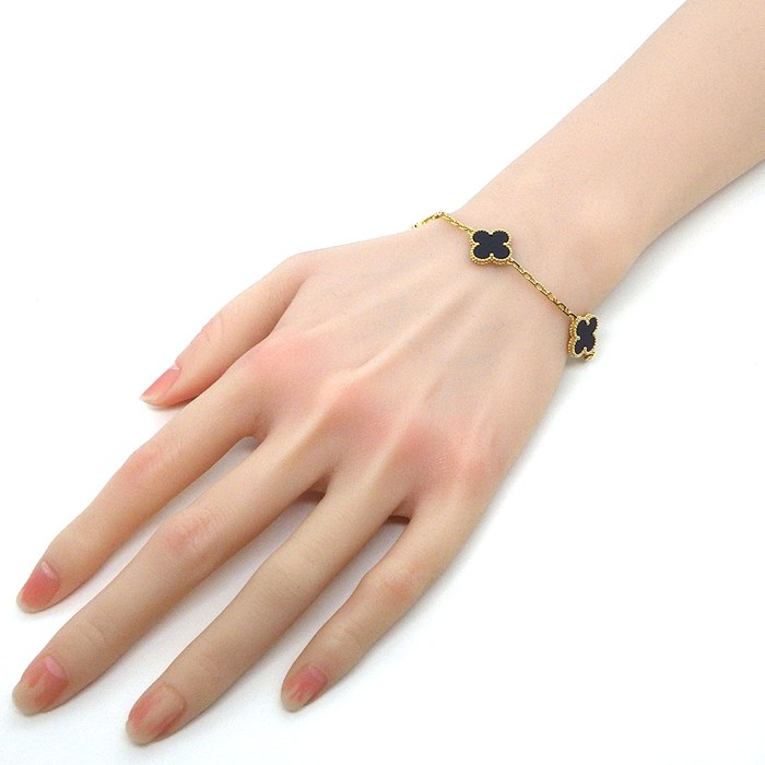 ヴァンクリーフ＆アーペル Van Cleef & Arpels ブレスレット ヴィンテージ アルハンブラ 5モチーフ VCARA41300 オニキス K18YG 【箱・保付き】 【中古】