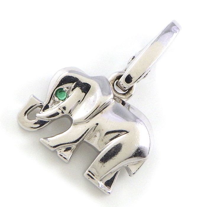 カルティエ Cartier チャーム ペンダントトップ キャンディ エレファント ゾウ モチーフ 1ポイント エメラルド K18WG 【中古】