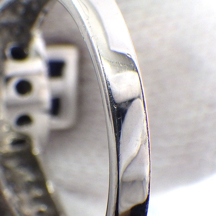 【スクエアカットサファイア ダイヤモンド】 リング 6ポイント スクエアカット サファイア 計1.15ct パヴェ ダイヤモンド 計0.50ct PT900 14号 【中古】