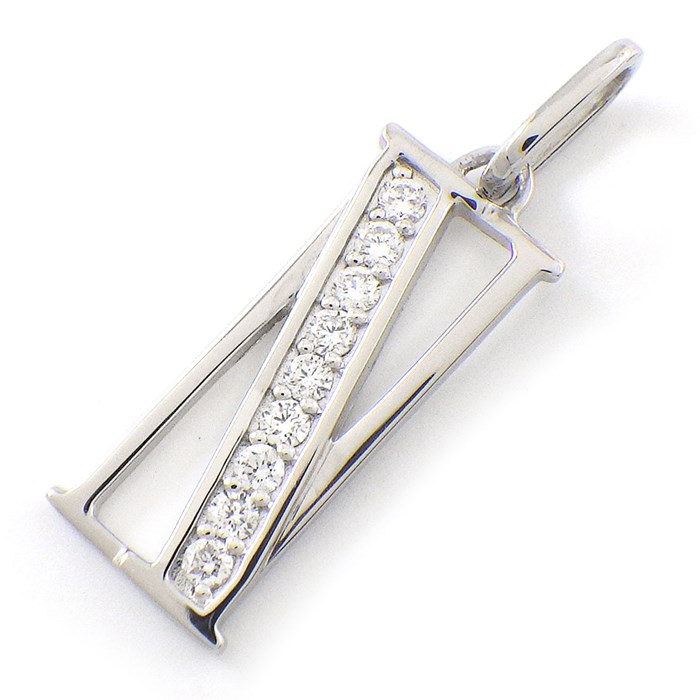 【ダイヤモンド】 ペンダントトップ アルファベット モチーフ イニシャル N ダイヤモンド 計0.11ct PT900