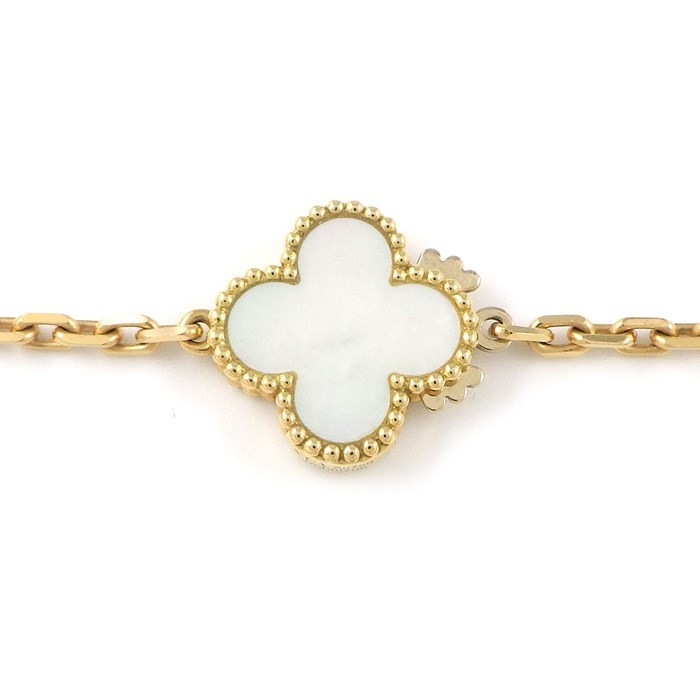 ヴァンクリーフ＆アーペル Van Cleef & Arpels ロングネックレス マジック アルハンブラ 16モチーフ VCARD79400 グレー シェル ホワイト シェル オニキス K18YG 白 【箱・保付き】 【中古】