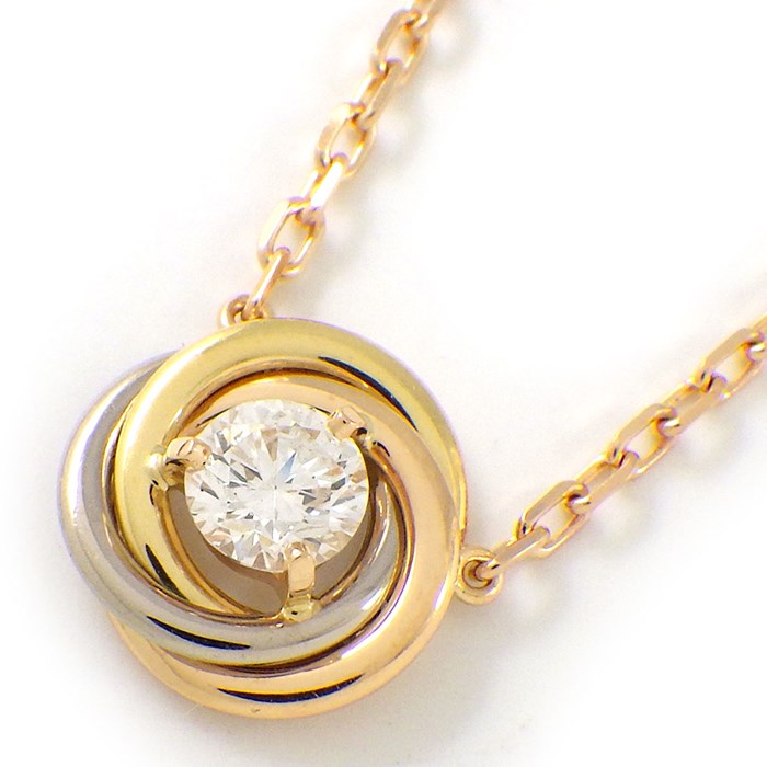 カルティエ Cartier ネックレス トリニティ スリーカラー 1ポイント ダイヤモンド K18PG K18WG K18YG 【中古】