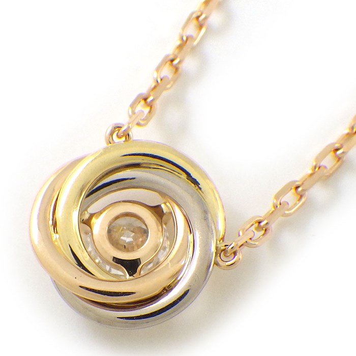 カルティエ Cartier ネックレス トリニティ スリーカラー 1ポイント ダイヤモンド K18PG K18WG K18YG 【中古】