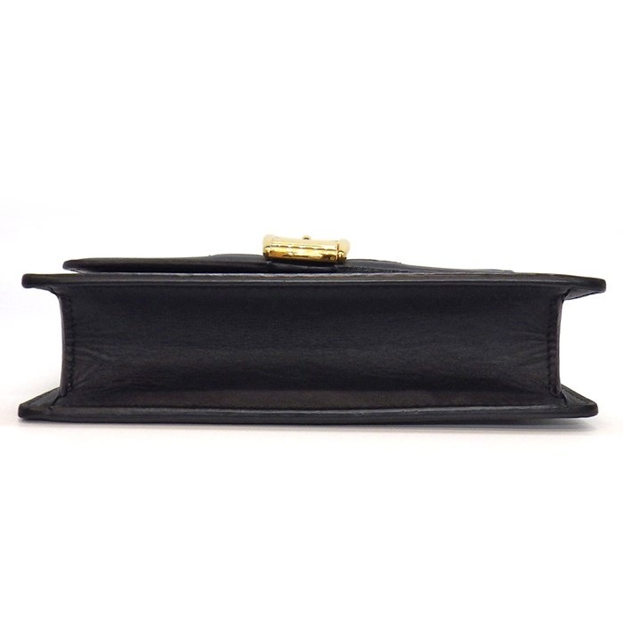 グッチ GUCCI ショルダーバッグ シルヴィ スーパーミニバッグ 494646 ブラック レザー ゴールド金具 【中古】