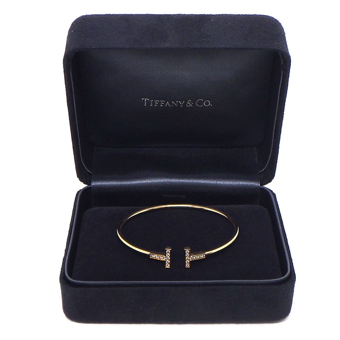 ティファニー Tiffany & Co. バングル T ワイヤー ミディアムモデル 60010767 ダイヤモンド 計0.24ct K18PG 【中古】