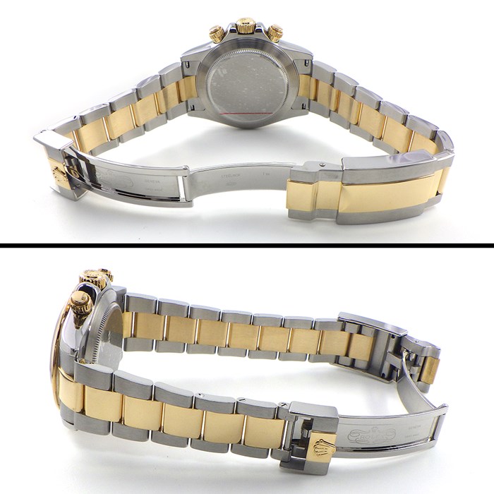 ロレックス Rolex 腕時計 コスモグラフ デイトナ 40mm 116523 G番 2010年 ルーレット刻印 クロノグラフ タキメーター スモールセコンド 裏スケ 夜光インデックス 夜光針 ネイビー文字盤 K18YG SS 自動巻き 【箱・保付き】 【中古】