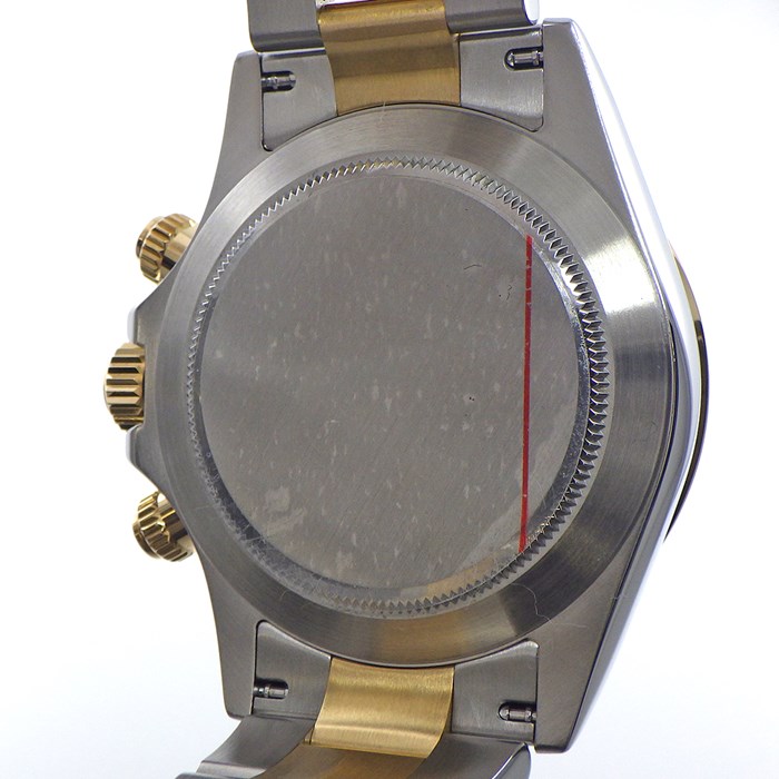 ロレックス Rolex 腕時計 コスモグラフ デイトナ 40mm 116523 G番 2010年 ルーレット刻印 クロノグラフ タキメーター スモールセコンド 裏スケ 夜光インデックス 夜光針 ネイビー文字盤 K18YG SS 自動巻き 【箱・保付き】 【中古】
