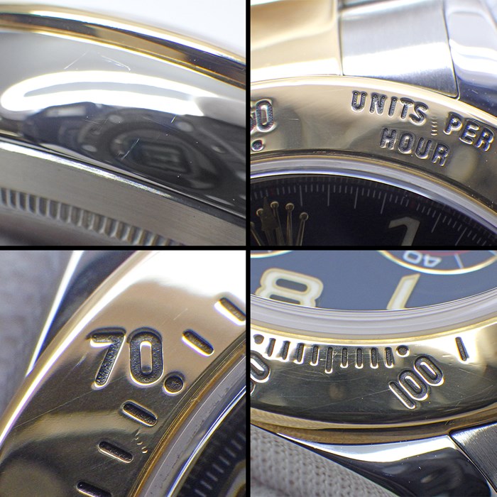 ロレックス Rolex 腕時計 コスモグラフ デイトナ 40mm 116523 G番 2010年 ルーレット刻印 クロノグラフ タキメーター スモールセコンド 裏スケ 夜光インデックス 夜光針 ネイビー文字盤 K18YG SS 自動巻き 【箱・保付き】 【中古】