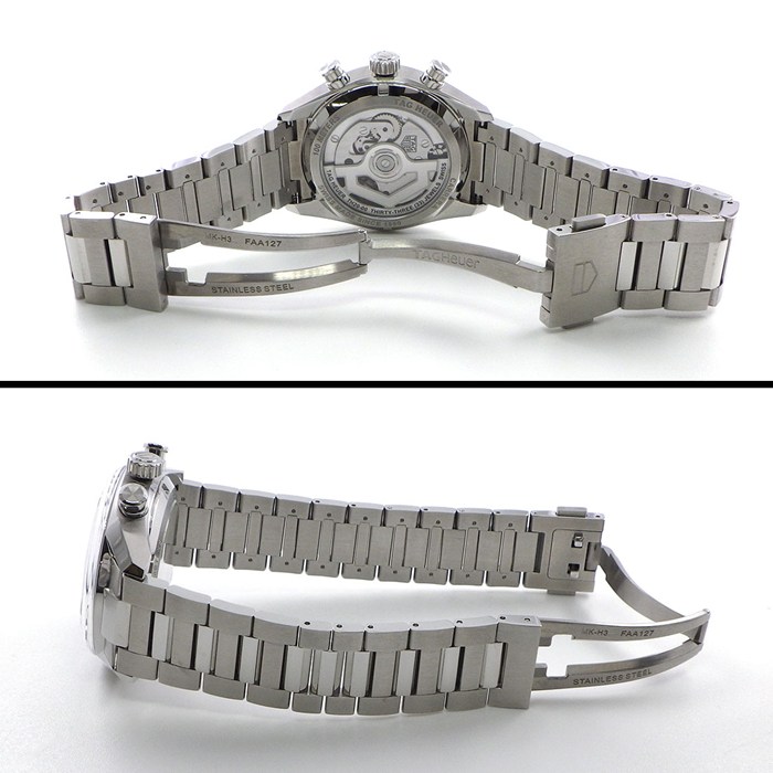 タグ・ホイヤー TAG Heuer 腕時計 カレラ クロノグラフ CBS2216.BA0048 デイト スモールセコンド 裏スケ 夜光インデックス 夜光針 サンレイ シルバー/ブラック文字盤 SS 自動巻き 【箱・保付き】 【中古】