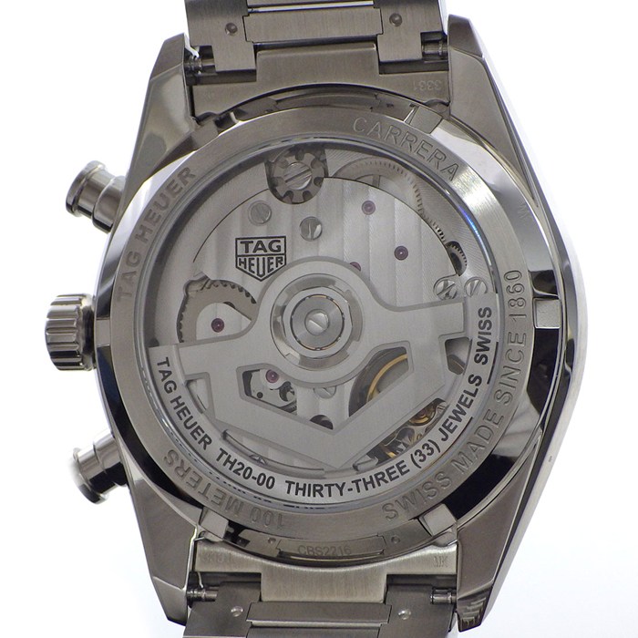 タグ・ホイヤー TAG Heuer 腕時計 カレラ クロノグラフ CBS2216.BA0048 デイト スモールセコンド 裏スケ 夜光インデックス 夜光針 サンレイ シルバー/ブラック文字盤 SS 自動巻き 【箱・保付き】 【中古】