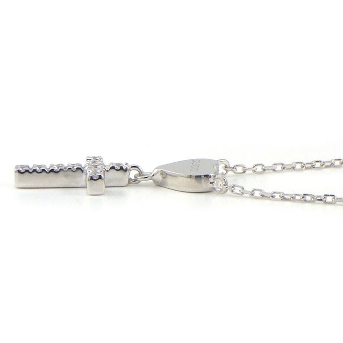 グッチ GUCCI ネックレス ハート クロス ダイヤモンド K18WG 【中古】