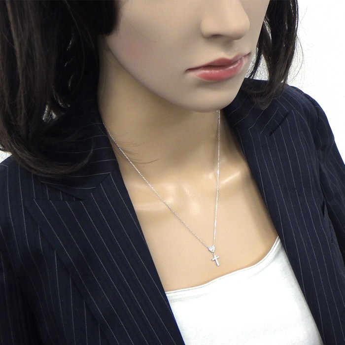 グッチ GUCCI ネックレス ハート クロス ダイヤモンド K18WG 【中古】