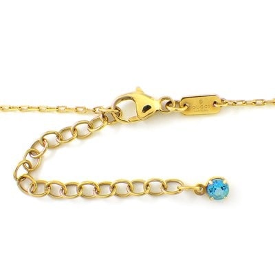 グッチ GUCCI ネックレス GG ランニング ロゴ ブルー トパーズ K18YG 【中古】