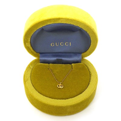 グッチ GUCCI ネックレス GG ランニング ロゴ ブルー トパーズ K18YG 【中古】