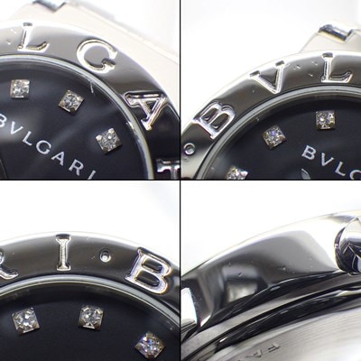 ブルガリ BVLGARI 腕時計 ブルガリ・ブルガリ BB26SS/12 12ポイント ダイヤモンドインデックス ロゴベゼル ブラック文字盤 SS クオーツアナログ 【中古】 ブルガリ BVLGARI 腕時計 ブルガリ・ブルガリ BB26SS/12 12ポイント