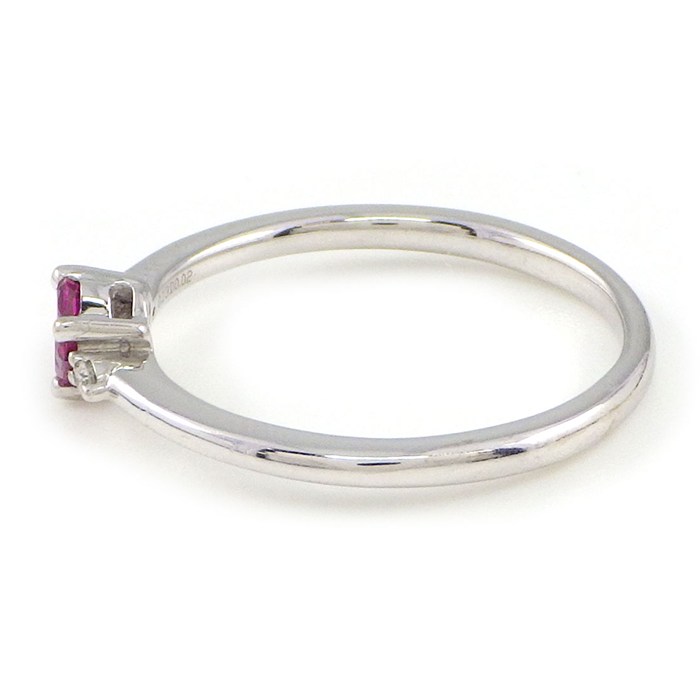 スタージュエリー STAR JEWELRY リング ミステリアスハート 3ポイント プリンセスカット ルビー 計0.13ct 2ポイント ダイヤモンド 計0.02ct K18WG 11号 【中古】