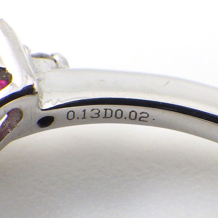 スタージュエリー STAR JEWELRY リング ミステリアスハート 3ポイント プリンセスカット ルビー 計0.13ct 2ポイント ダイヤモンド 計0.02ct K18WG 11号 【中古】