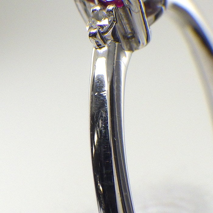 スタージュエリー STAR JEWELRY リング ミステリアスハート 3ポイント プリンセスカット ルビー 計0.13ct 2ポイント ダイヤモンド 計0.02ct K18WG 11号 【中古】