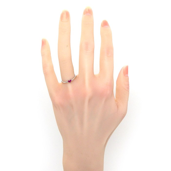 スタージュエリー STAR JEWELRY リング ミステリアスハート 3ポイント プリンセスカット ルビー 計0.13ct 2ポイント ダイヤモンド 計0.02ct K18WG 11号 【中古】