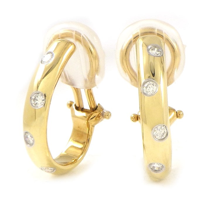 TIFFANY&Co. たより ティファニー ドッツ ダイヤモンド ピアス K18YG 