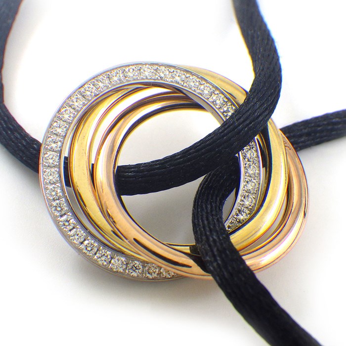 カルティエ Cartier ブレスレット トリニティ トリプル サークル スリーカラー ダイヤモンド K18PG K18WG K18YG 【中古】
