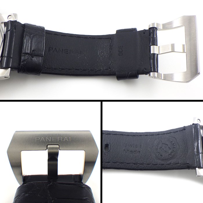 パネライ PANERAI 腕時計 ルミノール クロノ PAM01218 クロノグラフ スモールセコンド タキメーター 夜光針 ホワイト 文字盤 ブラック アリゲーターレザーベルト SS 自動巻き 【箱・保付き】 【中古】