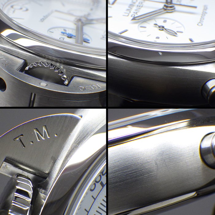 パネライ PANERAI 腕時計 ルミノール クロノ PAM01218 クロノグラフ スモールセコンド タキメーター 夜光針 ホワイト 文字盤 ブラック アリゲーターレザーベルト SS 自動巻き 【箱・保付き】 【中古】