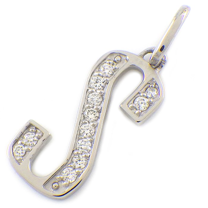 【ダイヤモンド】 ペンダントトップ アルファベット モチーフ イニシャル S ダイヤモンド 計0.11ct PT900