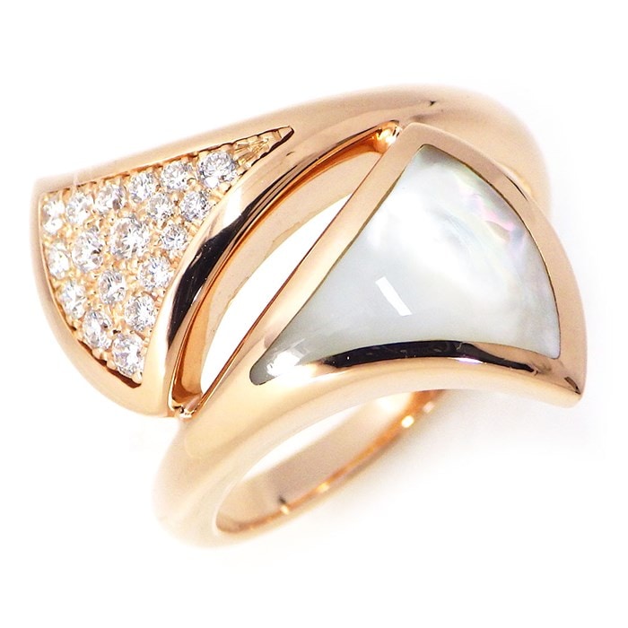 ブルガリ BVLGARI リング ディーヴァ ドリーム ホワイト シェル ダイヤモンド K18PG 白 13.5号 【中古】
