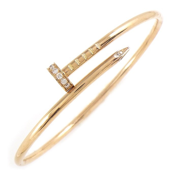 カルティエ Cartier バングル ジュスト アン クル SM B6065815 釘モチーフ 20ポイント ダイヤモンド 計0.18ct K18PG / #16 【中古】