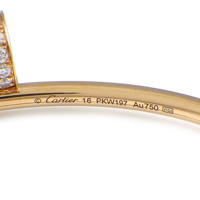 カルティエ Cartier バングル ジュスト アン クル SM B6065815 釘モチーフ 20ポイント ダイヤモンド 計0.18ct K18PG / #16 【中古】