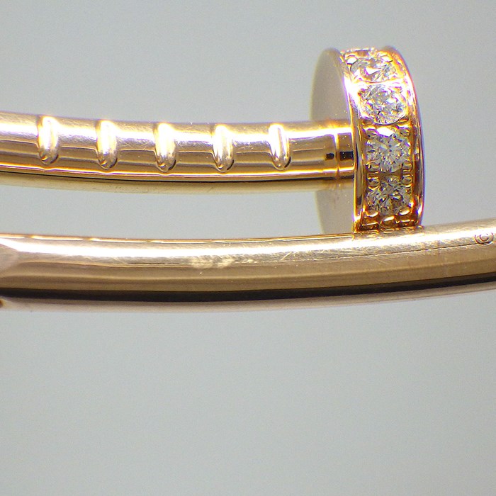 カルティエ Cartier バングル ジュスト アン クル SM B6065815 釘モチーフ 20ポイント ダイヤモンド 計0.18ct K18PG / #16 【中古】