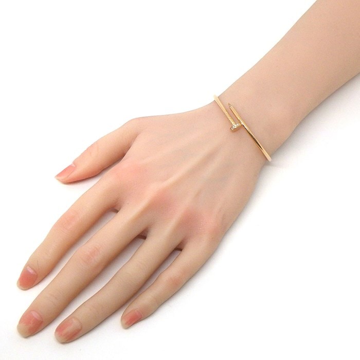 カルティエ Cartier バングル ジュスト アン クル SM B6065815 釘モチーフ 20ポイント ダイヤモンド 計0.18ct K18PG / #16 【中古】