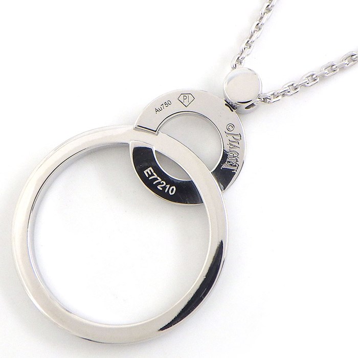 ピアジェ PIAGET ネックレス ポセション G33PX270 ダブル リンク サークル パヴェ 41ポイント ダイヤモンド 0.27ct K18WG 【中古】