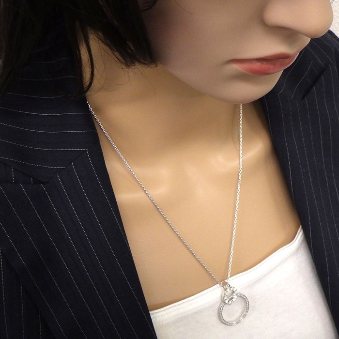 ピアジェ PIAGET ネックレス ポセション G33PX270 ダブル リンク サークル パヴェ 41ポイント ダイヤモンド 0.27ct K18WG 【中古】