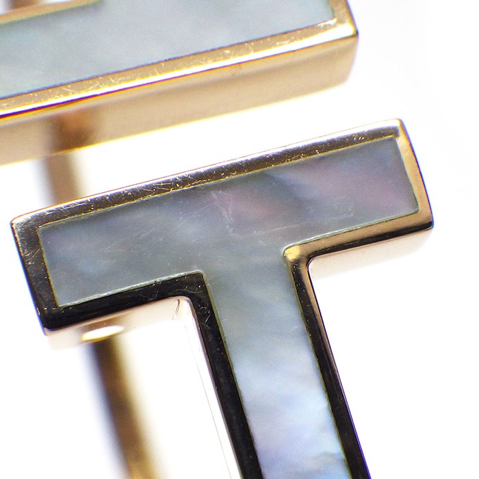 ティファニー Tiffany & Co. バングル T ワイヤー ミディアムモデル 63958301 ホワイト シェル K18PG / #S 【中古】