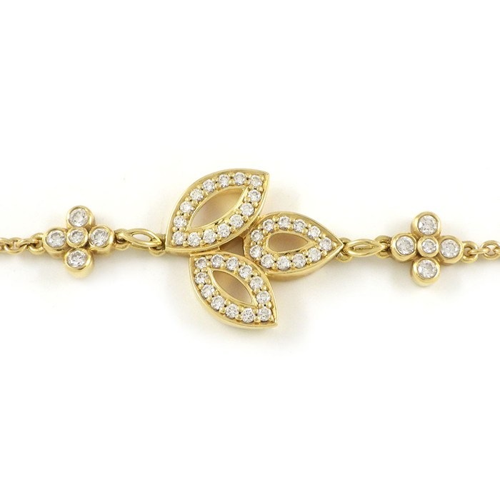 ハリーウィンストン HARRY WINSTON ブレスレット リリークラスター ミニ BRDYSM1MLC リーフ フラワー 47ポイント ダイヤモンド 計0.31ct K18YG 【中古】