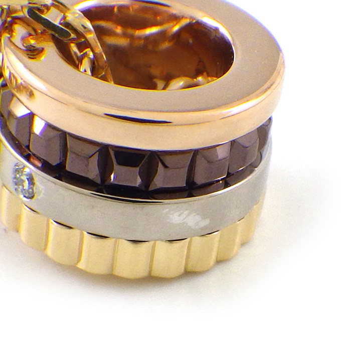 ブシュロン BOUCHERON ブレスレット キャトル クラシック XS JBT00900 スリーカラー 1ポイント ダイヤモンド 0.003ct K18PG K18WG K18YG ブラウン PVD 【中古】