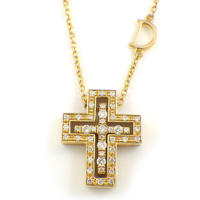 ダミアーニ DAMIANI ネックレス ベルエポック XXS 20083571 ダブル クロス パヴェ ダイヤモンド K18YG 【中古】