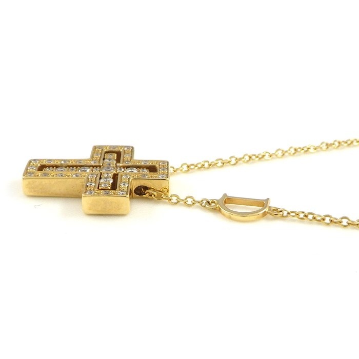 ダミアーニ DAMIANI ネックレス ベルエポック XXS 20083571 ダブル クロス パヴェ ダイヤモンド K18YG 【中古】