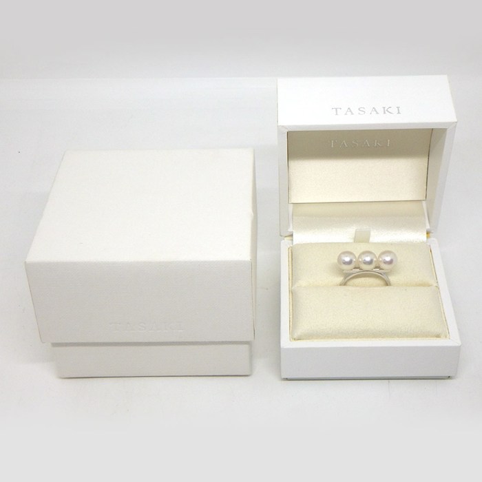 タサキ 田崎真珠 TASAKI リング バランス ネオ R-4814-18KWG あこや真珠 8mm珠 K18WG 15.5号 【中古】
