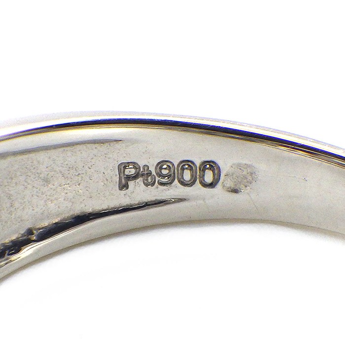 【ルビー ダイヤモンド】 リング 1ポイント エメラルドカット ルビー 0.61ct ハーフサークル ダイヤモンド 0.65ct PT900 10号 【中古】