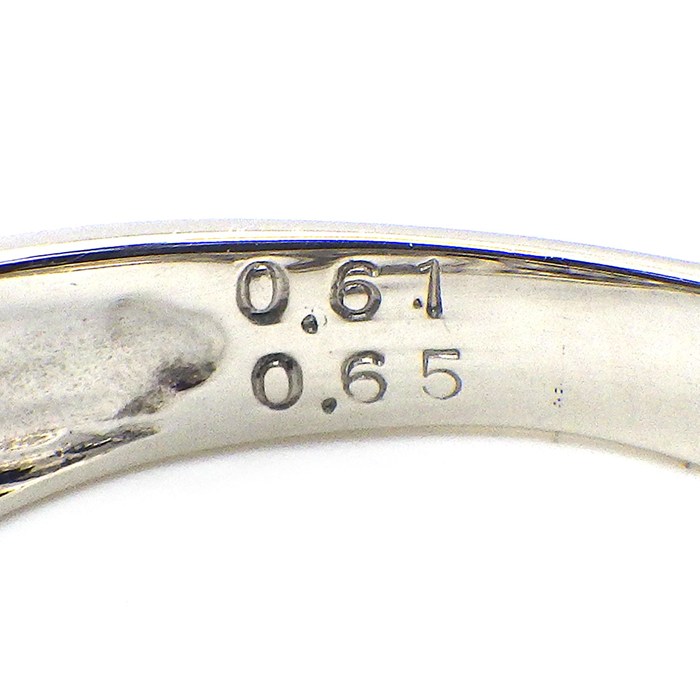 【ルビー ダイヤモンド】 リング 1ポイント エメラルドカット ルビー 0.61ct ハーフサークル ダイヤモンド 0.65ct PT900 10号 【中古】