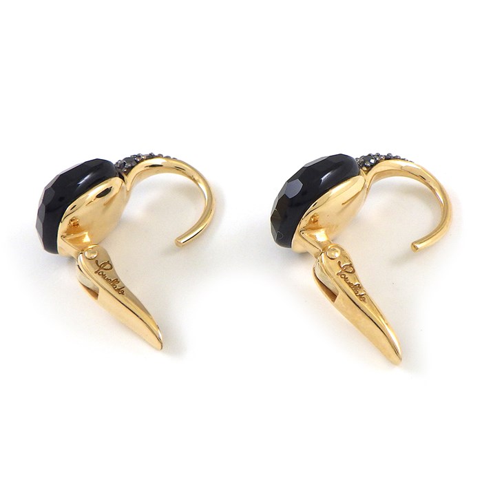 ポメラート Pomellato イヤリング カプリ スクエア クッションカット オブシディアン ブラック ダイヤモンド K18PG 黒 【中古】