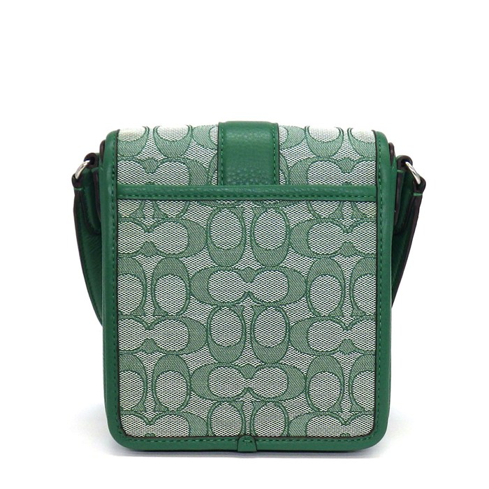 コーチ COACH ショルダーバッグ ノース/サウス ロニー クロスボディバッグ C8321 グリーン シグネチャージャガード ペプルレザー 【中古】