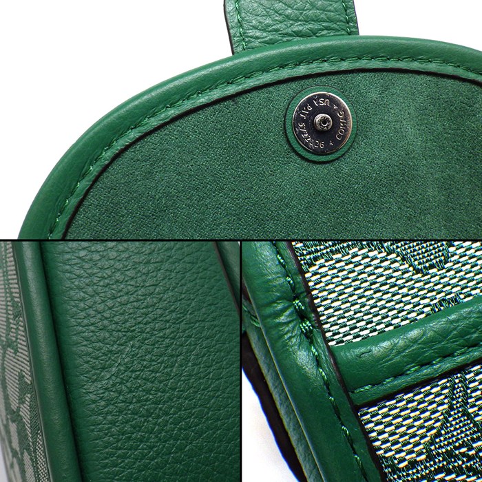 コーチ COACH ショルダーバッグ ノース/サウス ロニー クロスボディバッグ C8321 グリーン シグネチャージャガード ペプルレザー 【中古】