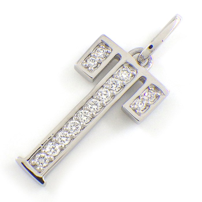 【ダイヤモンド】 ペンダントトップ アルファベット モチーフ イニシャル T ダイヤモンド 計0.11ct PT900