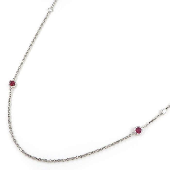 ティファニー Tiffany & Co. ロングネックレス バイザヤード スプリンクル 6ポイント ルビー 6ポイント ダイヤモンド PT950 【中古】