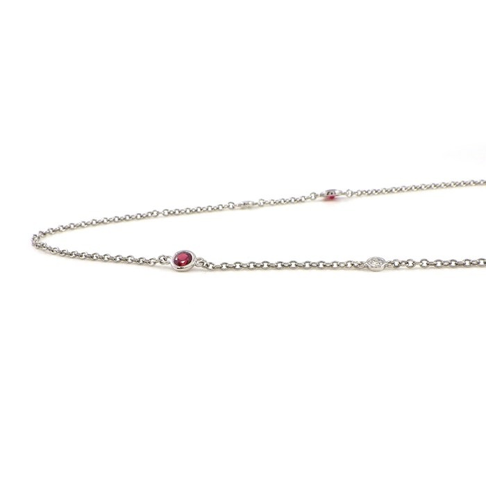 ティファニー Tiffany & Co. ロングネックレス バイザヤード スプリンクル 6ポイント ルビー 6ポイント ダイヤモンド PT950 【中古】
