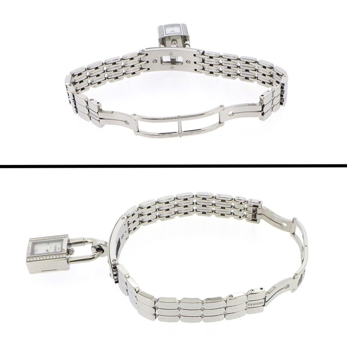 エルメス HERMES 腕時計 ケリーウォッチ KE4.130 ダイヤベゼル/インデックス ロックモチーフ レクタンギュラー ホワイト 文字盤 SS クオーツアナログ 【箱・保付き】 【中古】